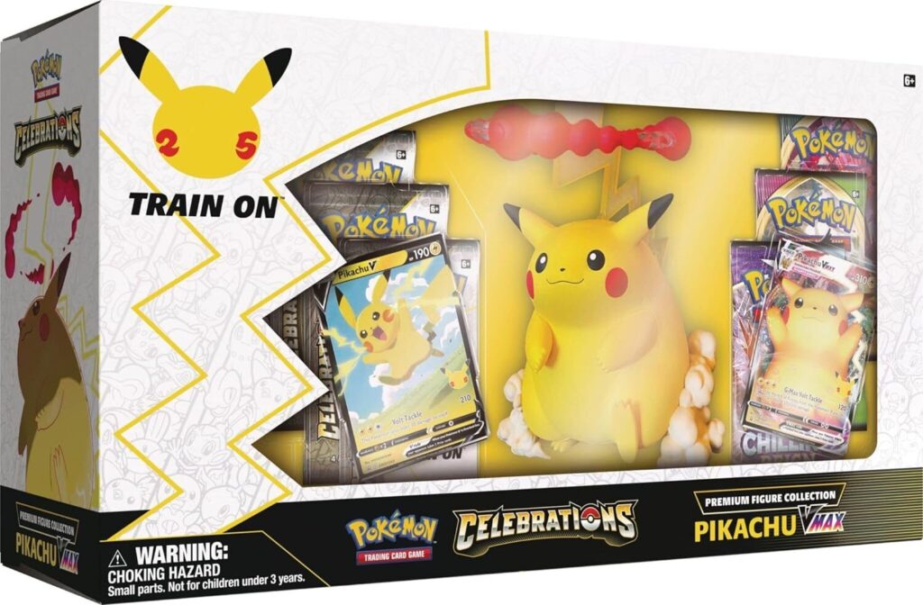 Pikachu VMAX to place inside a PC case from the Pokémon TCG: Celebrations Premium Figure Collection 