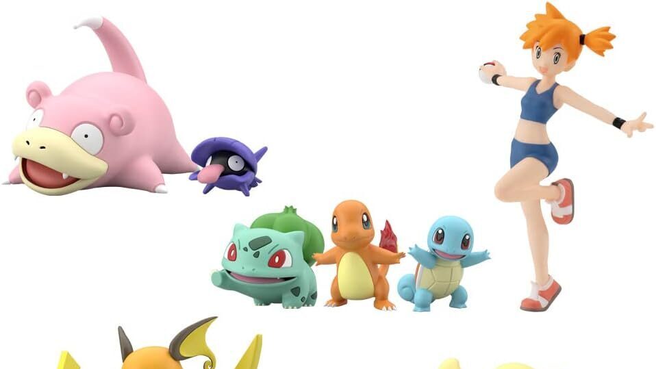 Staryu, Starmie, starter pokemons charmendar, squirtle, bulbasaur, ninetails, raishu, slowpoke, shelder, Pokémon Scale World Figures